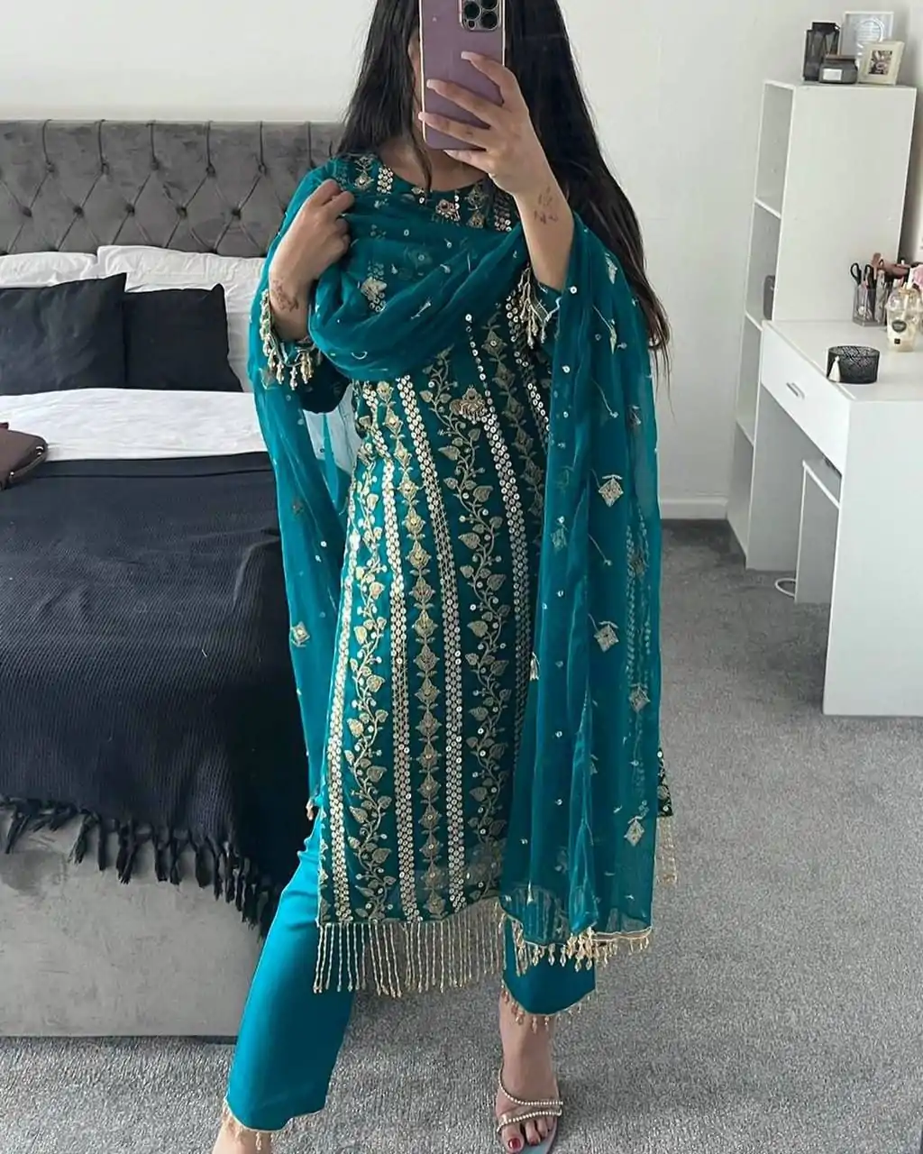 ND 5001 Blue Color Chinon Silk With Embroidery Work Salwar Suit Casual, Wedding, Party, Festive, Events Etc.4-6 Working Days@ 1899/-only | Casual Suits, Jump Suits, Salwar suit, Creative suits, Designer Suits, Palazzo Suits, Party Wear Suits, Patiala Suits, Straight Suits