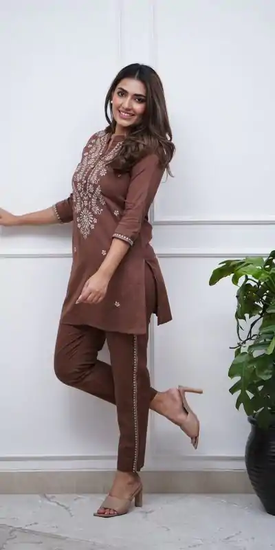BE 340 Brown Color Rayon Embroidery Work Salwar Suit Casual, Wedding, Festive, Events . Expected Delivery 4-6 Working Days @1649/- only | Casual Suits, Jump Suits, Salwar suit, Creative suits, Designer Suits, Palazzo Suits, Party Wear Suits, Patiala Suits, Straight Suits