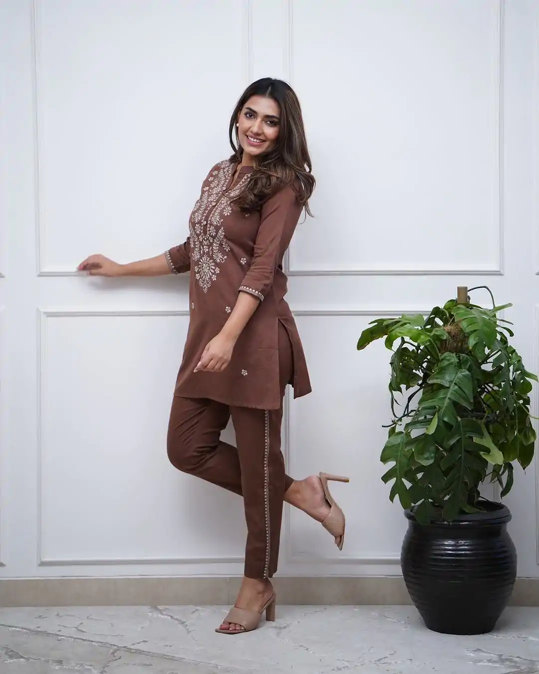 BE 340 Brown Color Rayon Embroidery Work Salwar Suit Casual, Wedding, Festive, Events . Expected Delivery  4-6 Working Days @1649/- only      | Casual Suits, Jump Suits, Salwar suit, Creative suits, Designer Suits, Palazzo Suits, Party Wear Suits, Patiala Suits, Straight Suits