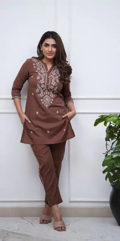 BE 340 Brown Color Rayon Embroidery Work Salwar Suit Casual, Wedding, Festive, Events . Expected Delivery  4-6 Working Days @1649/- only      | Casual Suits, Jump Suits, Salwar suit, Creative suits, Designer Suits, Palazzo Suits, Party Wear Suits, Patiala Suits, Straight Suits