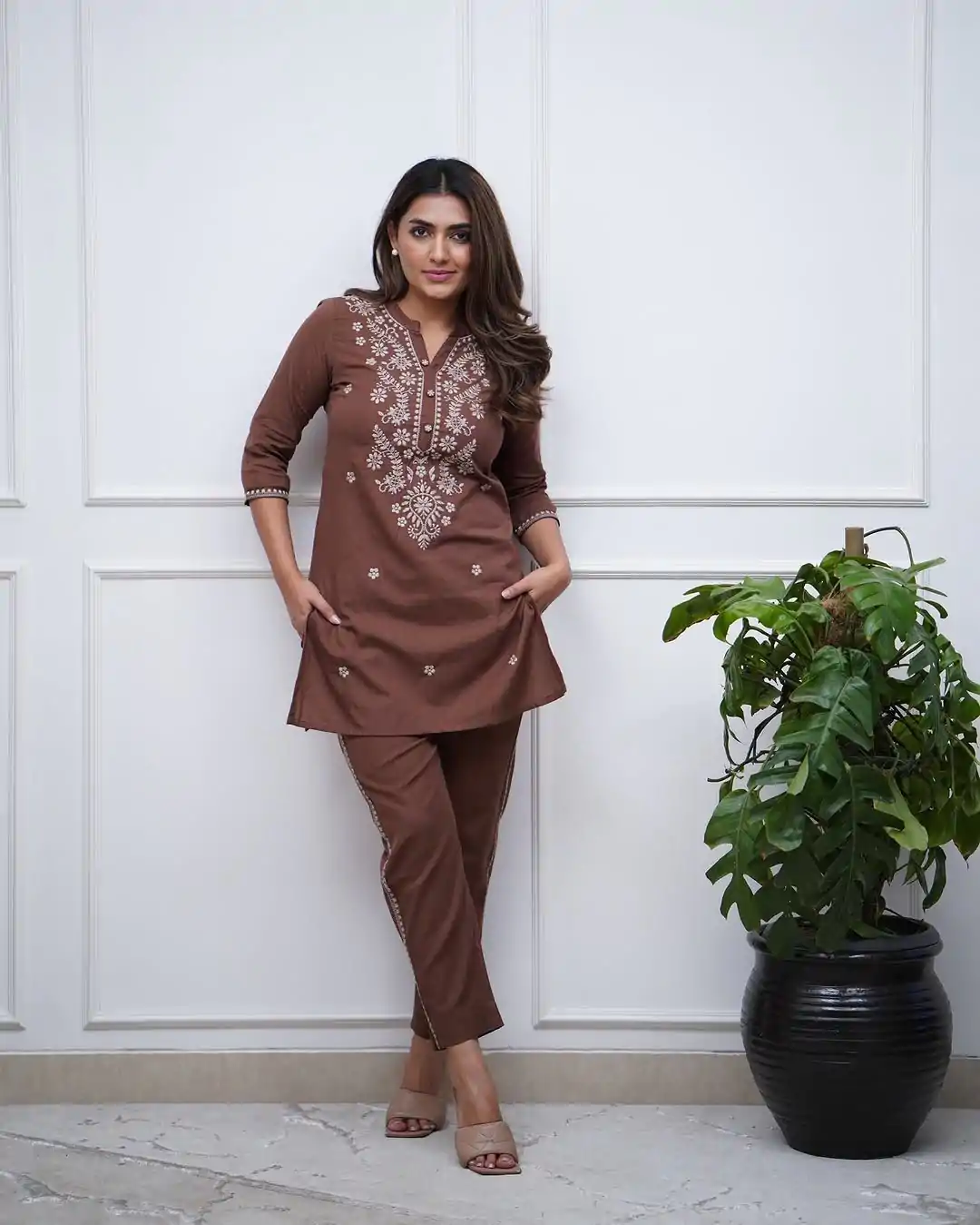 BE 340 Brown Color Rayon Embroidery Work Salwar Suit Casual, Wedding, Festive, Events . Expected Delivery  4-6 Working Days @1649/- only      | Casual Suits, Jump Suits, Salwar suit, Creative suits, Designer Suits, Palazzo Suits, Party Wear Suits, Patiala Suits, Straight Suits