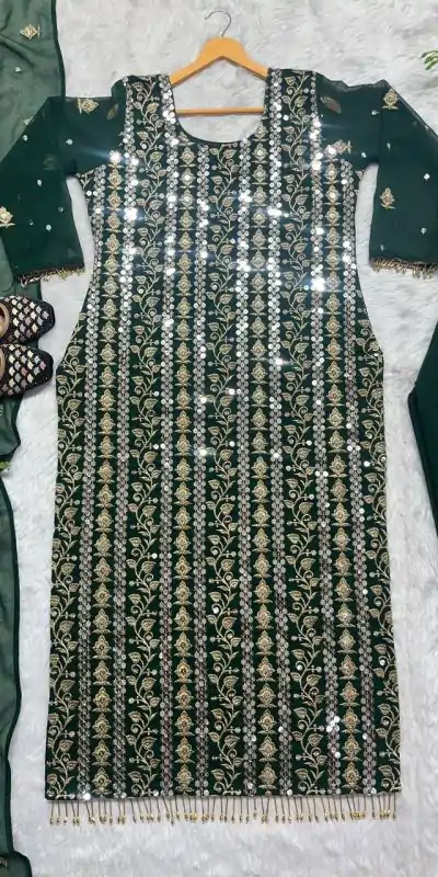 ND 5001 Green Color Chinon Silk With Embroidery Work Salwar Suit Casual, Wedding, Party, Festive, Events Etc.4-6 Working Days@ 1899/-only | Casual Suits, Jump Suits, Salwar suit, Creative suits, Designer Suits, Palazzo Suits, Party Wear Suits, Patiala Suits, Straight Suits