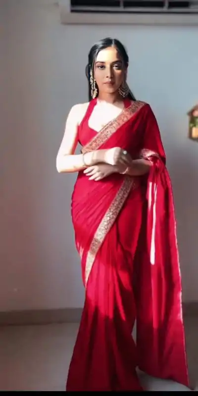 SC 233 Red Velvet Color Pure 9000 Velvet With Embroidery Lace Border Saree Casual, Wedding, Festive, Events . Expected Delivery  4-6 Working Days @1999/- | Designer Sarees, Embroidered Sarees, Sarees, Bollywood Sarees, Creative Sarees, Ethnic Saree, Modern Digital sarees, Party Wear Sarees