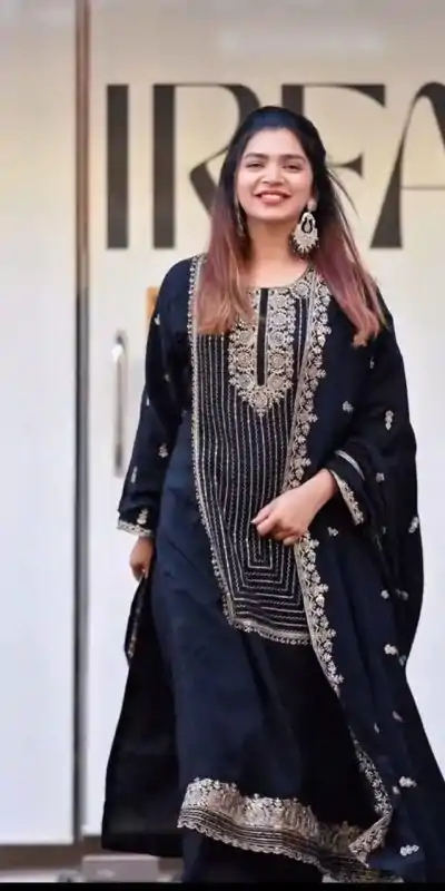 VLM 268 Black Color Georgette With Embroidery Work Salwar Suit Casual, Wedding, Festive, Events . Expected Delivery 4-6 Working Days @2099/- only | Casual Suits, Jump Suits, Salwar suit, Creative suits, Designer Suits, Palazzo Suits, Party Wear Suits, Patiala Suits, Straight Suits