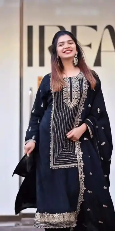 VLM 268 Black Color Georgette With Embroidery Work Salwar Suit Casual, Wedding, Festive, Events . Expected Delivery  4-6 Working Days @2099/- only      | Casual Suits, Jump Suits, Salwar suit, Creative suits, Designer Suits, Palazzo Suits, Party Wear Suits, Patiala Suits, Straight Suits
