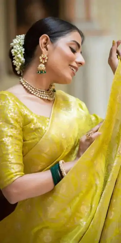 MB 494 Lemon Yellow Color Soft Litchi Silk All Over Weaving Saree Casual, Wedding, Festive, Events . Expected Delivery  4-6 Working Days @1199/- only                                                                                                                                             | Designer Sarees, Embroidered Sarees, Sarees, Bollywood Sarees, Creative Sarees, Ethnic Saree, Modern Digital sarees, Party Wear Sarees