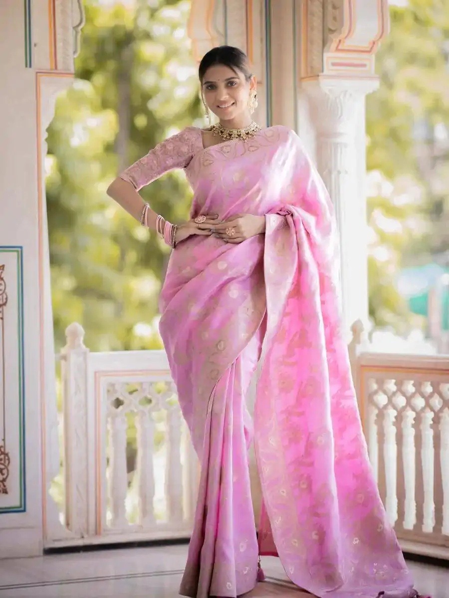 MB 494 Light Pink Color Soft Litchi Silk All Over Weaving Saree Casual, Wedding, Festive, Events . Expected Delivery  4-6 Working Days @1199/- only                                                                                                                                             | Designer Sarees, Embroidered Sarees, Sarees, Bollywood Sarees, Creative Sarees, Ethnic Saree, Modern Digital sarees, Party Wear Sarees