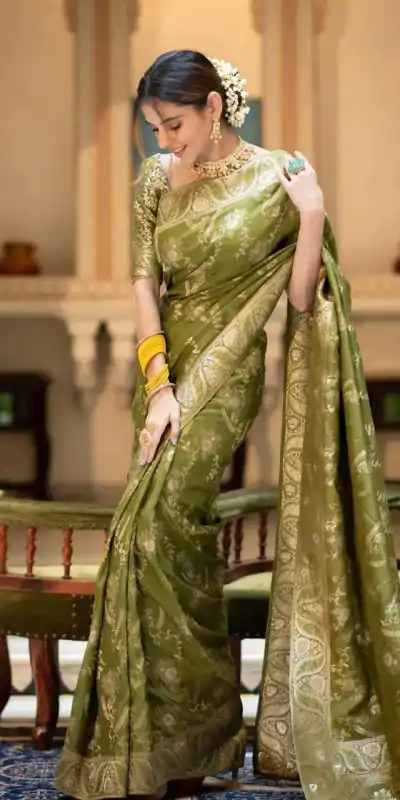 MB 494 Mehandi Color Soft Litchi Silk All Over Weaving Saree Casual, Wedding, Festive, Events . Expected Delivery  4-6 Working Days @1199/- only                                                                                                                                             | Designer Sarees, Embroidered Sarees, Sarees, Bollywood Sarees, Creative Sarees, Ethnic Saree, Modern Digital sarees, Party Wear Sarees