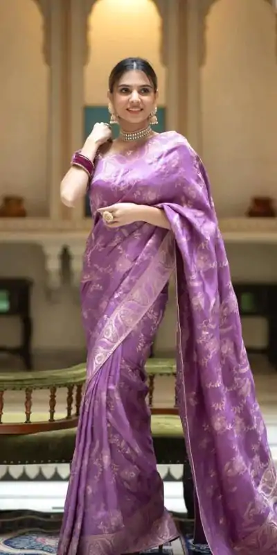 MB 494 Purple Color Soft Litchi Silk All Over Weaving Saree Casual, Wedding, Festive, Events . Expected Delivery  4-6 Working Days @1199/- only                                                                                                                                             | Designer Sarees, Embroidered Sarees, Sarees, Bollywood Sarees, Creative Sarees, Ethnic Saree, Modern Digital sarees, Party Wear Sarees