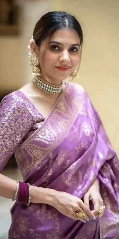 MB 494 Purple Color Soft Litchi Silk All Over Weaving Saree Casual, Wedding, Festive, Events . Expected Delivery  4-6 Working Days @1199/- only                                                                                                                                             | Designer Sarees, Embroidered Sarees, Sarees, Bollywood Sarees, Creative Sarees, Ethnic Saree, Modern Digital sarees, Party Wear Sarees