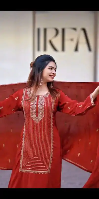 VLM 268 Red Color Georgette With Embroidery Work Salwar Suit Casual, Wedding, Festive, Events . Expected Delivery  4-6 Working Days @2099/- only      | Casual Suits, Jump Suits, Salwar suit, Creative suits, Designer Suits, Palazzo Suits, Party Wear Suits, Patiala Suits, Straight Suits