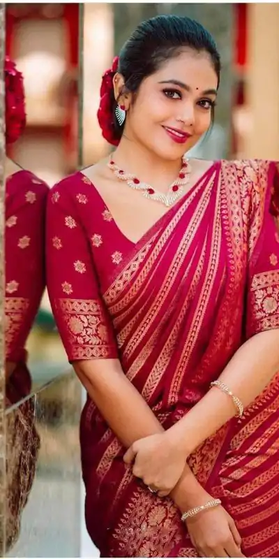 MS 503 Red Color Soft Litchi Silk On All Over Saree Casual, Wedding, Festive, Events . Expected Delivery  4-6 Working Days @1199/- only                                                                                                                                             | Designer Sarees, Embroidered Sarees, Sarees, Bollywood Sarees, Creative Sarees, Ethnic Saree, Modern Digital sarees, Party Wear Sarees