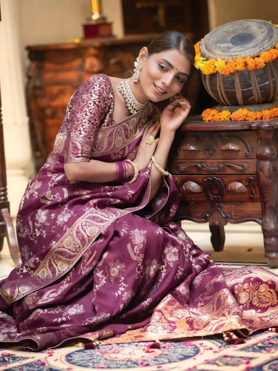 MB 494 Wine Color Soft Litchi Silk All Over Weaving Saree Casual, Wedding, Festive, Events . Expected Delivery  4-6 Working Days @1199/- only                                                                                                                                             | Designer Sarees, Embroidered Sarees, Sarees, Bollywood Sarees, Creative Sarees, Ethnic Saree, Modern Digital sarees, Party Wear Sarees