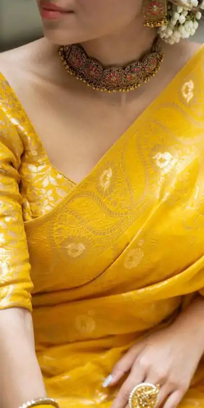 MB 494 Yellow Color Soft Litchi Silk All Over Weaving Saree Casual, Wedding, Festive, Events . Expected Delivery  4-6 Working Days @1199/- only                                                                                                                                             | Designer Sarees, Embroidered Sarees, Sarees, Bollywood Sarees, Creative Sarees, Ethnic Saree, Modern Digital sarees, Party Wear Sarees