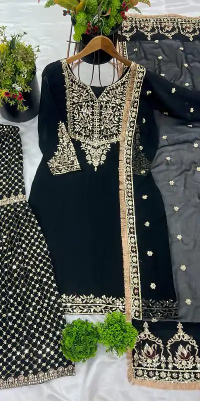 SSR 510 Black Color Georgette Embroidery Sequence Work Salwar Suit Casual, Wedding, Festive, Events . Expected Delivery  4-6 Working Days @2399/- only      | Casual Suits, Jump Suits, Salwar suit, Creative suits, Designer Suits, Palazzo Suits, Party Wear Suits, Patiala Suits, Straight Suits