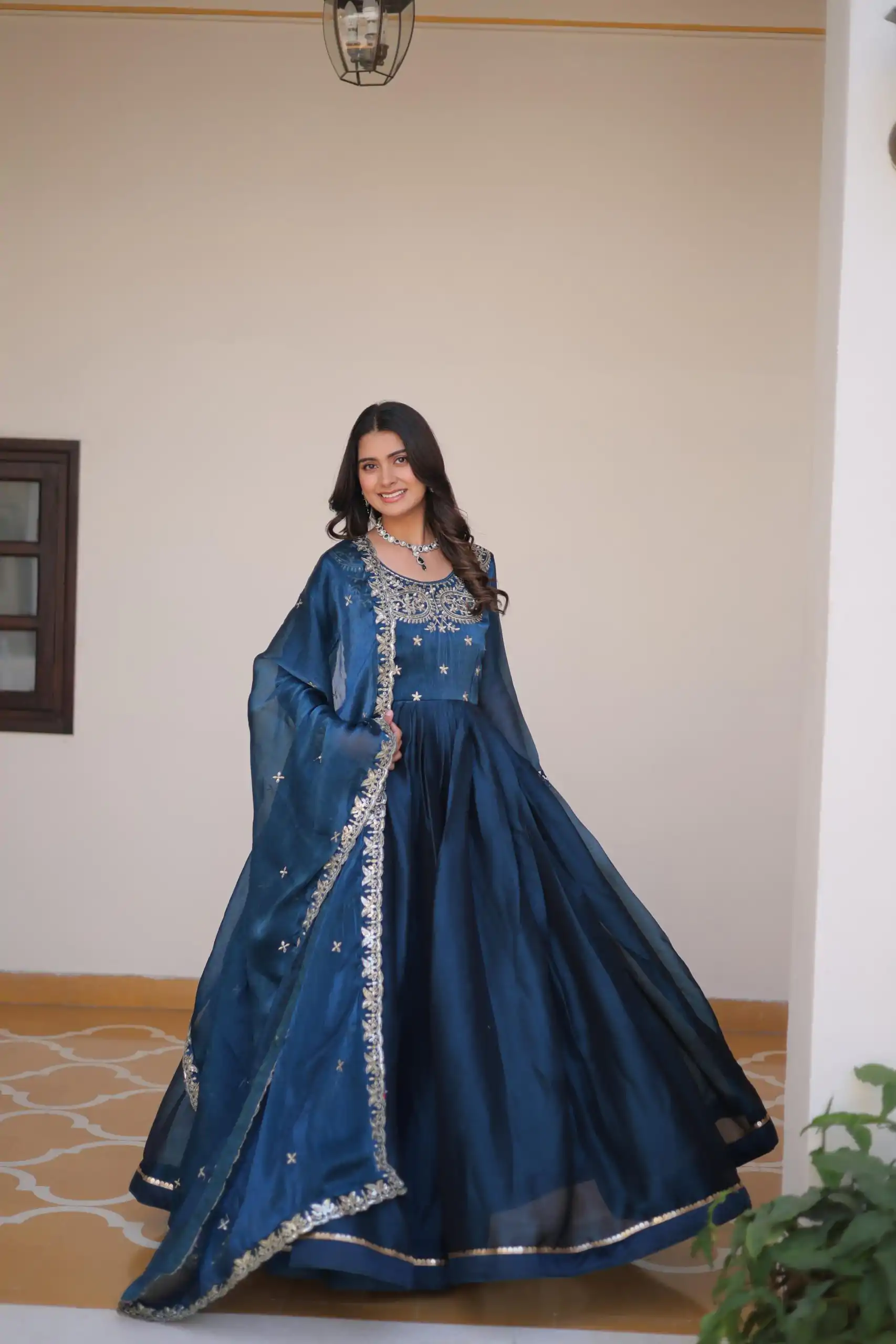 Ram 092 Blue Color Burberry Silk Sequence Work Readmit Less Gown Casual, Wedding, Festive, Events . Expected Delivery  4-6 Working Days @2149/- only      | Gowns, Bollywood Gowns, Creative Gowns, Designer Gowns, Embroidered Gowns, Party Wear Gowns