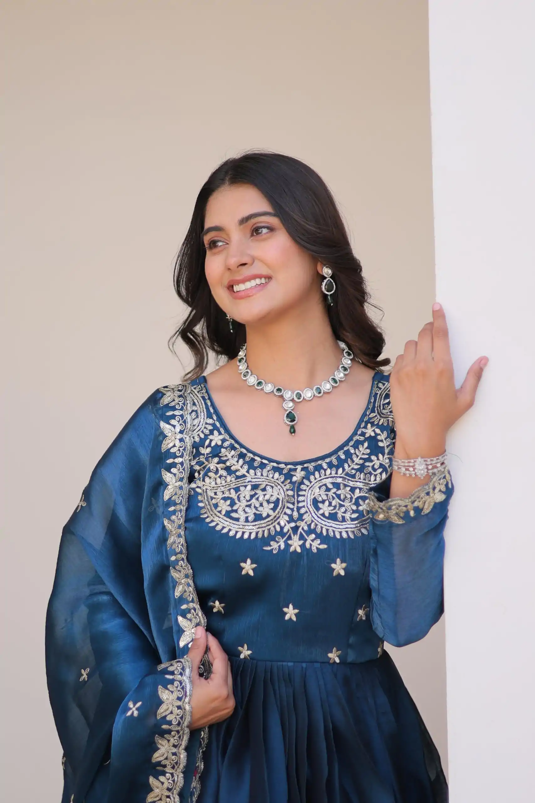 Ram 092 Blue Color Burberry Silk Sequence Work Readmit Less Gown Casual, Wedding, Festive, Events . Expected Delivery  4-6 Working Days @2149/- only      | Gowns, Bollywood Gowns, Creative Gowns, Designer Gowns, Embroidered Gowns, Party Wear Gowns