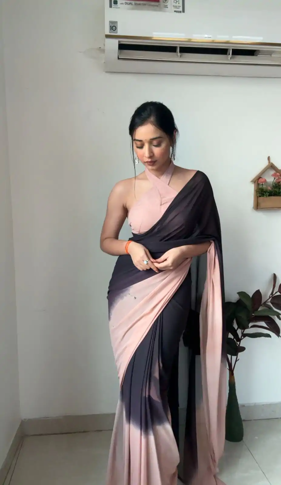 SC 225 Peach Black Color Soft Georgette Silk Ready To Wear Saree Casual, Wedding, Festive, Events . Expected Delivery  4-6 Working Days @1549/- only                                                                                                                                             | Designer Sarees, Embroidered Sarees, Sarees, Bollywood Sarees, Creative Sarees, Ethnic Saree, Modern Digital sarees, Party Wear Sarees