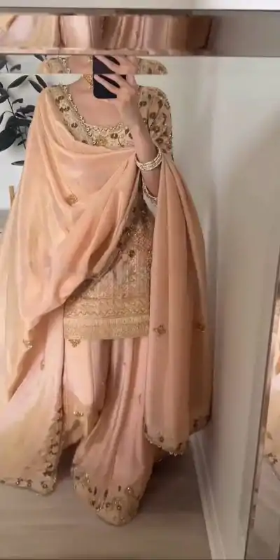 ZSR 3112 Peach Color Jalpari Cotton With Embroidery Sequence Salwar Suit Casual, Wedding, Party, Festive, Events Etc.4-6 Working Days@ 2099/-only | Casual Suits, Jump Suits, Salwar suit, Creative suits, Designer Suits, Palazzo Suits, Party Wear Suits, Patiala Suits, Straight Suits