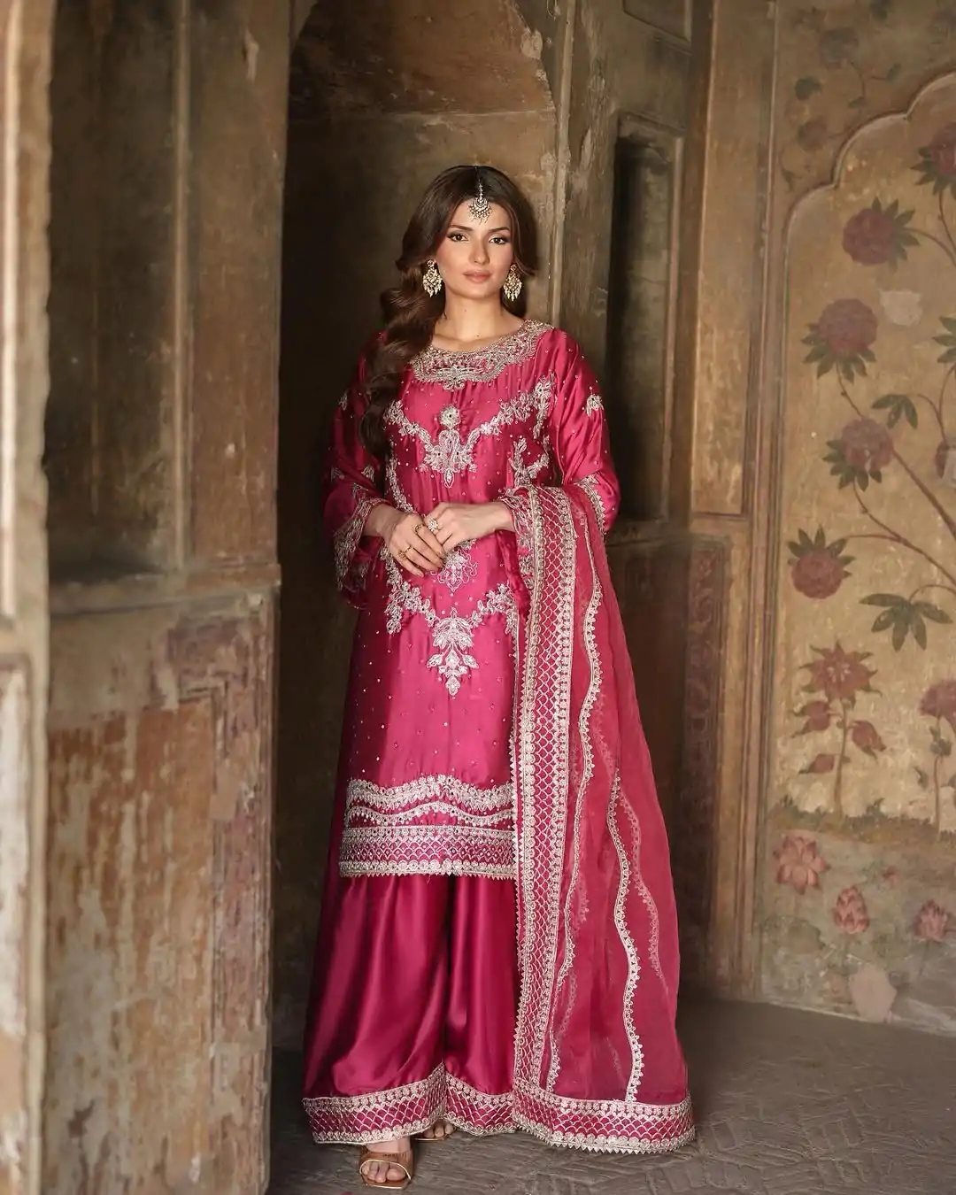 SRK 5251 Rani Pink Color Chinnon Silk Sequence Work Salwar Suit Salwar Suit Casual, Wedding, Festive, Events . Expected Delivery  4-6 Working Days @2149/- | Casual Suits, Jump Suits, Salwar suit, Creative suits, Designer Suits, Palazzo Suits, Party Wear Suits, Patiala Suits, Straight Suits