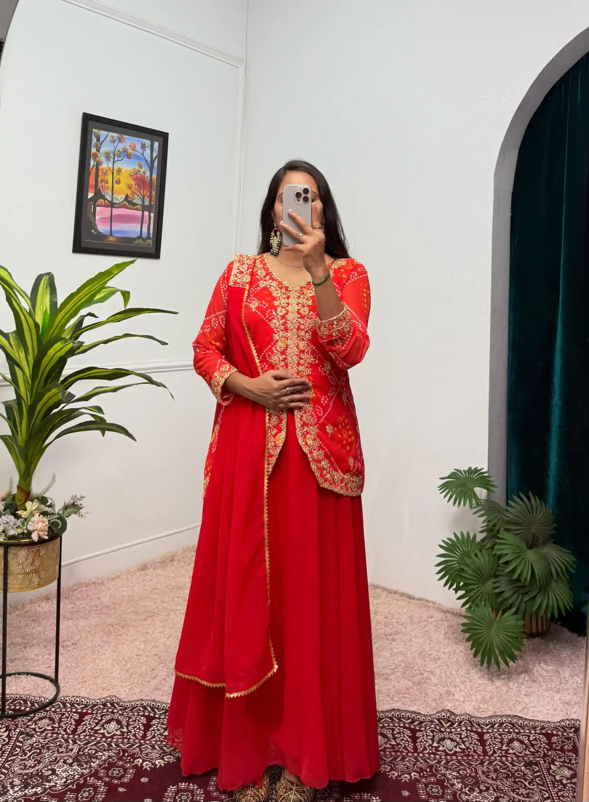 ST 1084 Red Color Printed Faux Georgette Embroidery Work Salwar Suit Casual, Wedding, Party, Festive, Events Etc.4-6 Working Days@ 1949/-only | Casual Suits, Jump Suits, Salwar suit, Creative suits, Designer Suits, Palazzo Suits, Party Wear Suits, Patiala Suits, Straight Suits