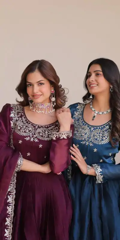 Ram 092 Wine Color Burberry Silk Sequence Work Readmit Less Gown Casual, Wedding, Festive, Events . Expected Delivery  4-6 Working Days @2149/- only      | Gowns, Bollywood Gowns, Creative Gowns, Designer Gowns, Embroidered Gowns, Party Wear Gowns