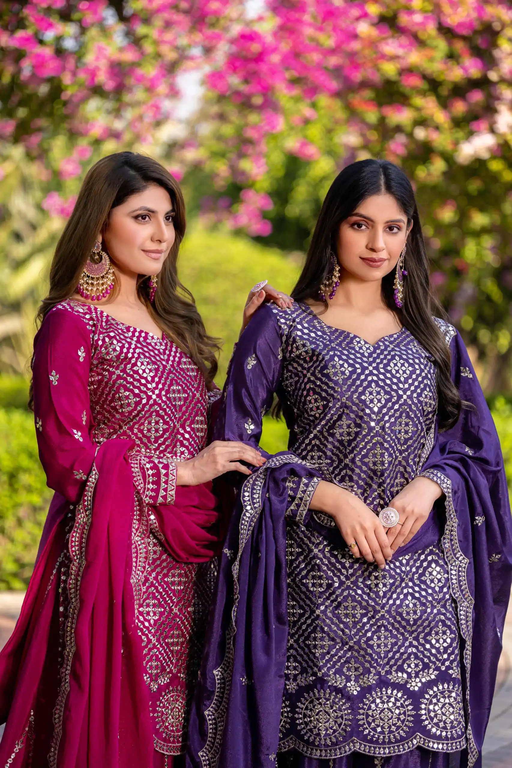 Ram 098 Rani Pink Color Chinon Thread Sequence Work Salwar Suit Casual, Wedding, Festive, Events . Expected Delivery  4-6 Working Days @2349/- only  | Casual Suits, Jump Suits, Salwar suit, Creative suits, Designer Suits, Palazzo Suits, Party Wear Suits, Patiala Suits, Straight Suits