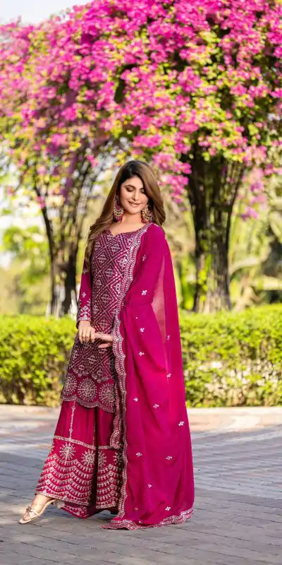 Ram 098 Rani Pink Color Chinon Thread Sequence Work Salwar Suit Casual, Wedding, Festive, Events . Expected Delivery  4-6 Working Days @2349/- only  | Casual Suits, Jump Suits, Salwar suit, Creative suits, Designer Suits, Palazzo Suits, Party Wear Suits, Patiala Suits, Straight Suits