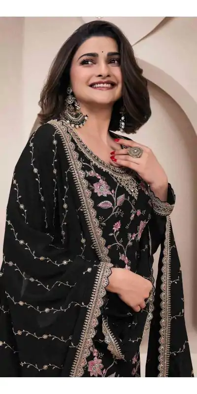 FC 73411 Black Color Chinon Multi Work Salwar Suit Casual, Wedding, Festive, Events . Expected Delivery  4-6 Working Days @2599/- only      | Casual Suits, Jump Suits, Salwar suit, Creative suits, Designer Suits, Palazzo Suits, Party Wear Suits, Patiala Suits, Straight Suits