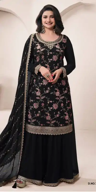 FC 73411 Black Color Chinon Multi Work Salwar Suit Casual, Wedding, Festive, Events . Expected Delivery  4-6 Working Days @2599/- only      | Casual Suits, Jump Suits, Salwar suit, Creative suits, Designer Suits, Palazzo Suits, Party Wear Suits, Patiala Suits, Straight Suits