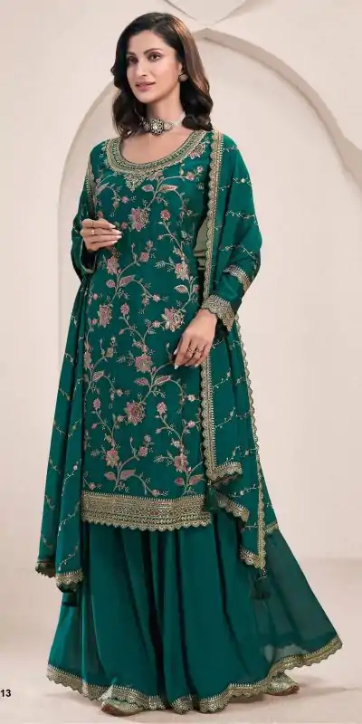 FC 73411 Green Color Chinon Multi Work Salwar Suit Casual, Wedding, Festive, Events . Expected Delivery  4-6 Working Days @2599/- only      | Casual Suits, Jump Suits, Salwar suit, Creative suits, Designer Suits, Palazzo Suits, Party Wear Suits, Patiala Suits, Straight Suits