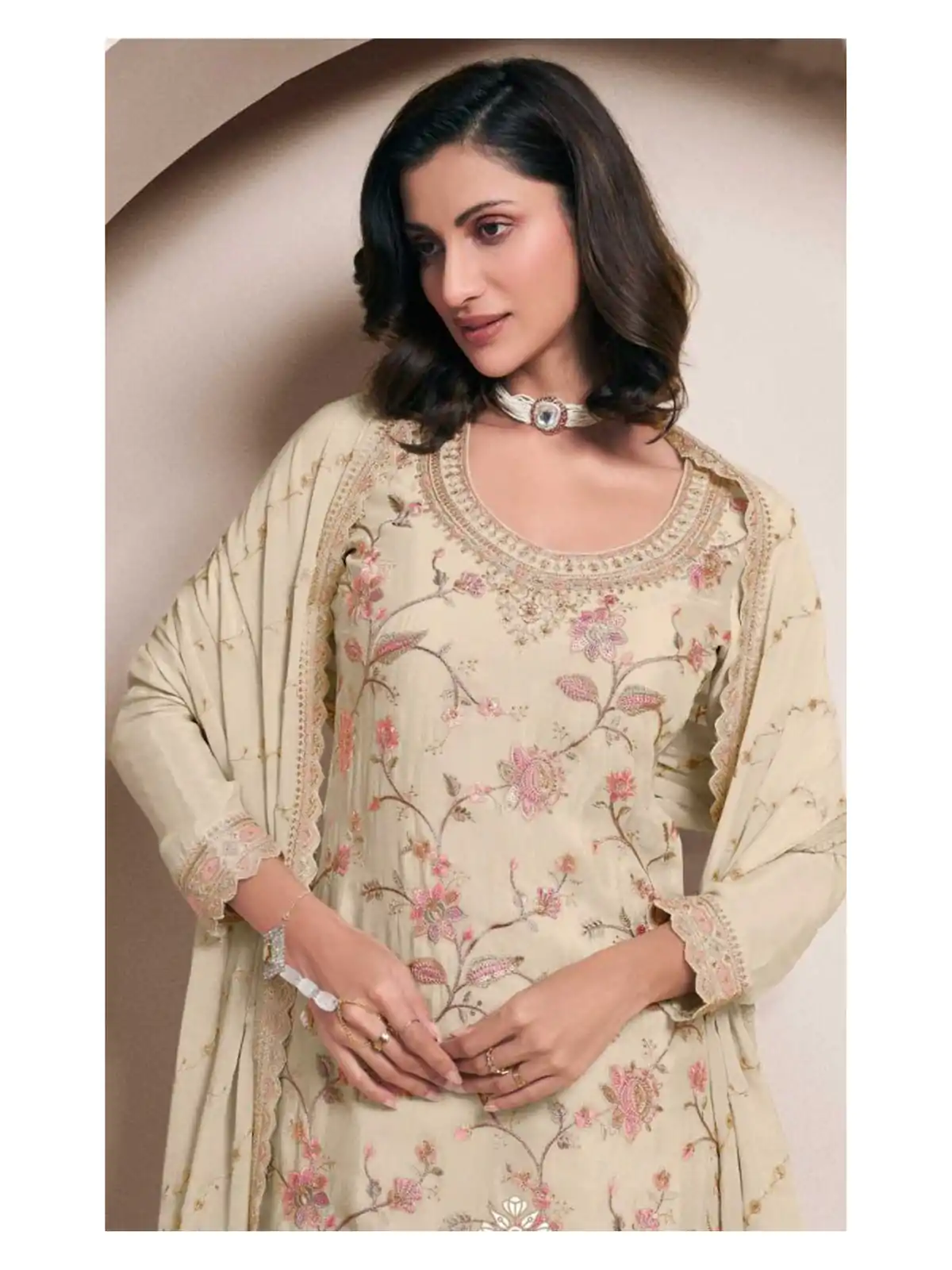 FC 73411 Half White Color Chinon Multi Work Salwar Suit Casual, Wedding, Festive, Events . Expected Delivery  4-6 Working Days @2599/- only      | Casual Suits, Jump Suits, Salwar suit, Creative suits, Designer Suits, Palazzo Suits, Party Wear Suits, Patiala Suits, Straight Suits