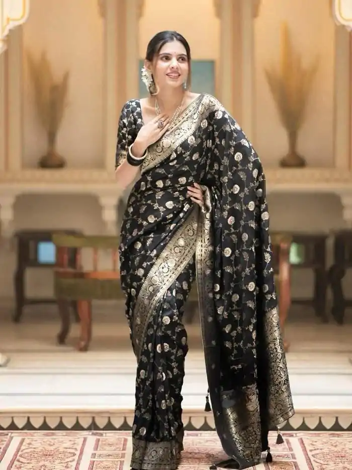 MS 483 Black Color Soft Litchi Silk Kubera Pattu Saree Casual, Wedding, Festive, Events . Expected Delivery  4-6 Working Days @1199/- only                                                                                                                                             | Designer Sarees, Embroidered Sarees, Sarees, Bollywood Sarees, Creative Sarees, Ethnic Saree, Modern Digital sarees, Party Wear Sarees