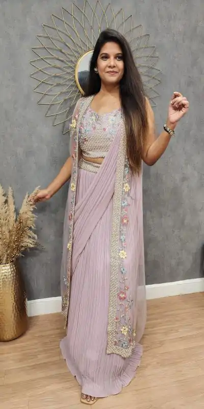 LG 1929 Light Purple Color Georgette With Embroidery Lehenga Choli Wedding, Party, Festival, Events Etc. Delivery 4-6 Working Days @1999/- | Lehenga, Bollywood Lehenga, Creative Lehenga, Designer Lehenga, Embroidered Lehenga, Party Wear Lehenga