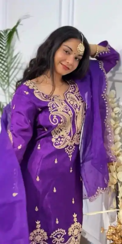 VLM 269 Purple Color Chinon Silk Embroidery Work Salwar Suit Casual, Wedding, Festive, Events . Expected Delivery  4-6 Working Days @2099/- only      | Casual Suits, Jump Suits, Salwar suit, Creative suits, Designer Suits, Palazzo Suits, Party Wear Suits, Patiala Suits, Straight Suits