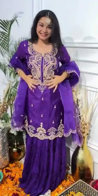 VLM 269 Purple Color Chinon Silk Embroidery Work Salwar Suit Casual, Wedding, Festive, Events . Expected Delivery  4-6 Working Days @2099/- only      | Casual Suits, Jump Suits, Salwar suit, Creative suits, Designer Suits, Palazzo Suits, Party Wear Suits, Patiala Suits, Straight Suits