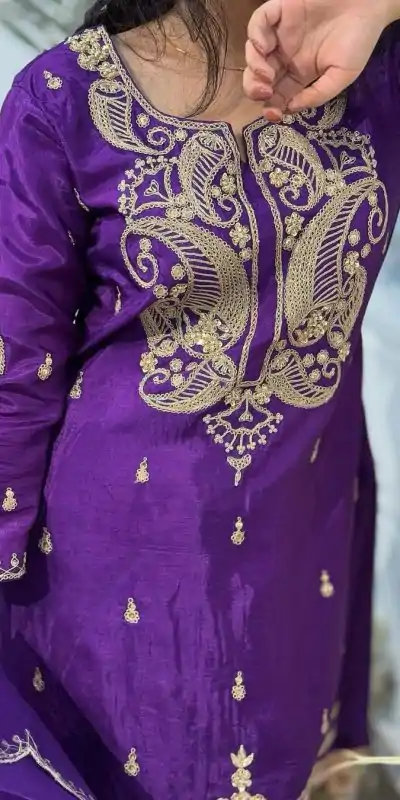 VLM 269 Purple Color Chinon Silk Embroidery Work Salwar Suit Casual, Wedding, Festive, Events . Expected Delivery  4-6 Working Days @2099/- only      | Casual Suits, Jump Suits, Salwar suit, Creative suits, Designer Suits, Palazzo Suits, Party Wear Suits, Patiala Suits, Straight Suits