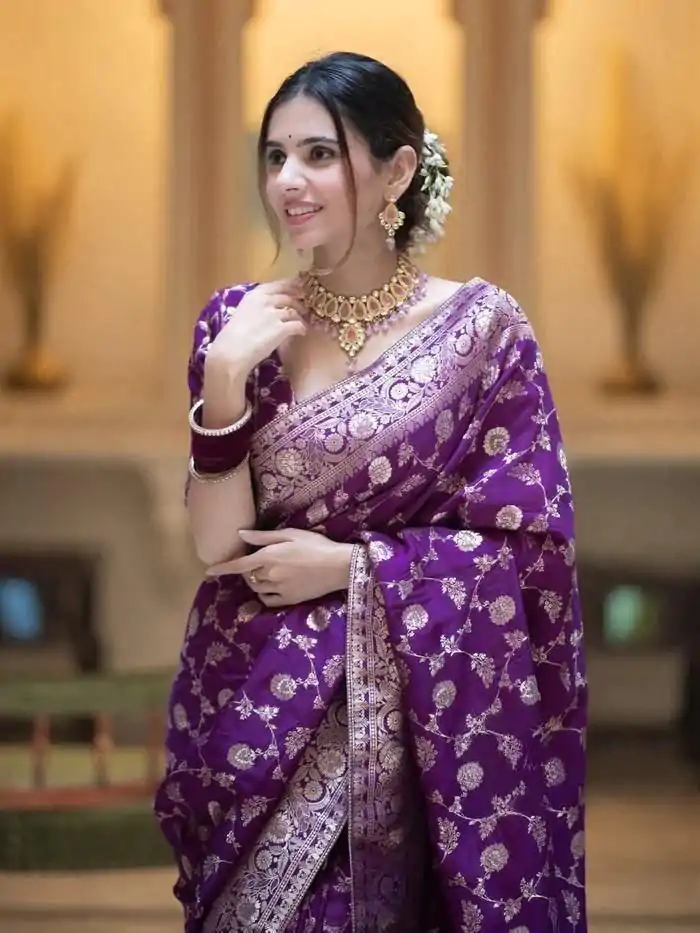 MS 483 Purple Color Soft Litchi Silk Kubera Pattu Saree Casual, Wedding, Festive, Events . Expected Delivery  4-6 Working Days @1199/- only                                                                                                                                             | Designer Sarees, Embroidered Sarees, Sarees, Bollywood Sarees, Creative Sarees, Ethnic Saree, Modern Digital sarees, Party Wear Sarees