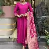 Fancy Rani Pink Color Roman Silk Coding Work Salwar Suit