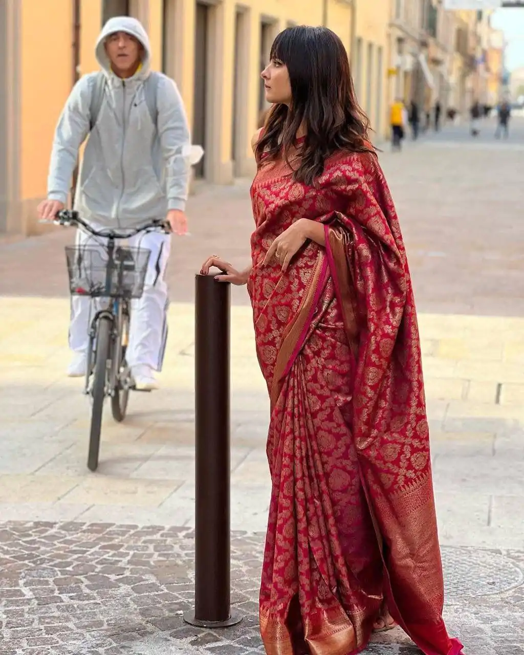 KP 4093 Red Color Soft Litchi Silk Jacquard Work Saree Casual, Wedding, Festive, Events . Expected Delivery  4-6 Working Days @1399/- only                                                                                                                                             | Designer Sarees, Embroidered Sarees, Sarees, Bollywood Sarees, Creative Sarees, Ethnic Saree, Modern Digital sarees, Party Wear Sarees