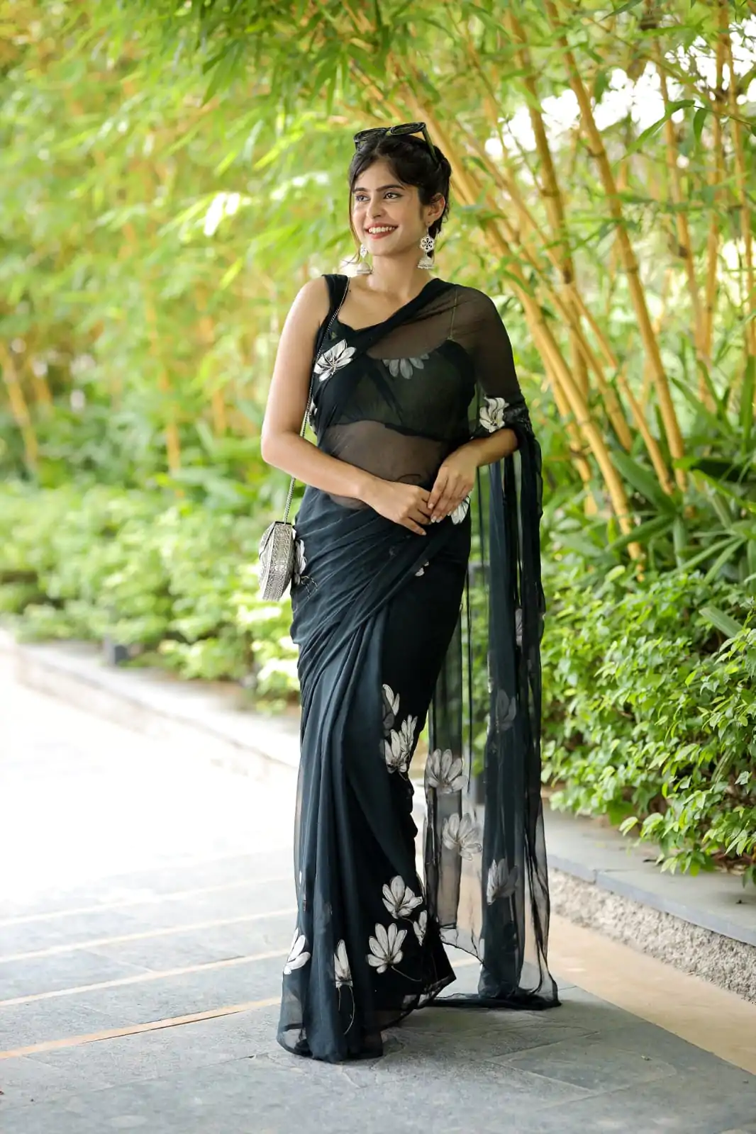 SC 411 Black Color Soft Georgette Silk All Over Saree Casual, Wedding, Festive, Events . Expected Delivery  4-6 Working Days @1599/- only                                                                                                                                           | Designer Sarees, Embroidered Sarees, Sarees, Bollywood Sarees, Creative Sarees, Ethnic Saree, Modern Digital sarees, Party Wear Sarees