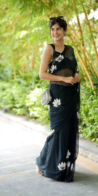 SC 411 Black Color Soft Georgette Silk All Over Saree Casual, Wedding, Festive, Events . Expected Delivery  4-6 Working Days @1599/- only                                                                                                                                           | Designer Sarees, Embroidered Sarees, Sarees, Bollywood Sarees, Creative Sarees, Ethnic Saree, Modern Digital sarees, Party Wear Sarees