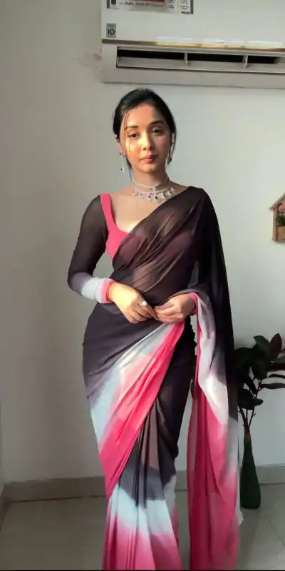 SC 235 Black Pink Color Soft Georgette Silk Ready To Wear Saree Casual, Wedding, Festive, Events . Expected Delivery  4-6 Working Days @1549/- only                                                                                                                                             | Designer Sarees, Embroidered Sarees, Sarees, Bollywood Sarees, Creative Sarees, Ethnic Saree, Modern Digital sarees, Party Wear Sarees