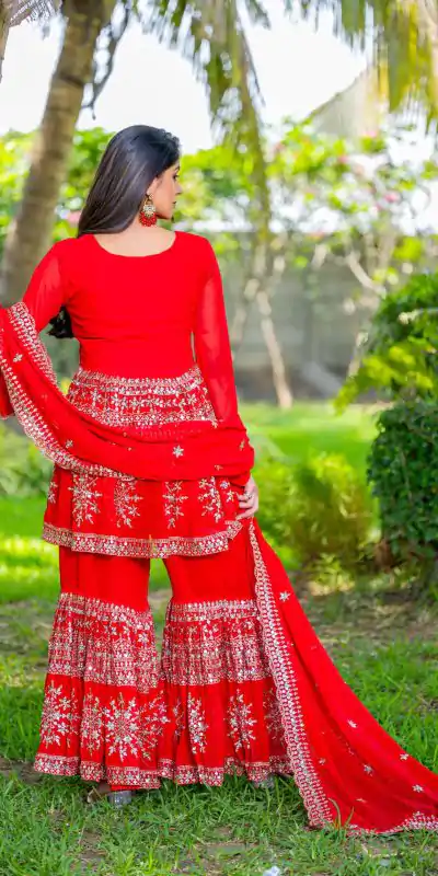 Ram 094 Red Color Georgette 7mm Sequence Work Salwar Suit Casual, Wedding, Festive, Events . Expected Delivery  4-6 Working Days @2349/- only      | Casual Suits, Jump Suits, Salwar suit, Creative suits, Designer Suits, Palazzo Suits, Party Wear Suits, Patiala Suits, Straight Suits