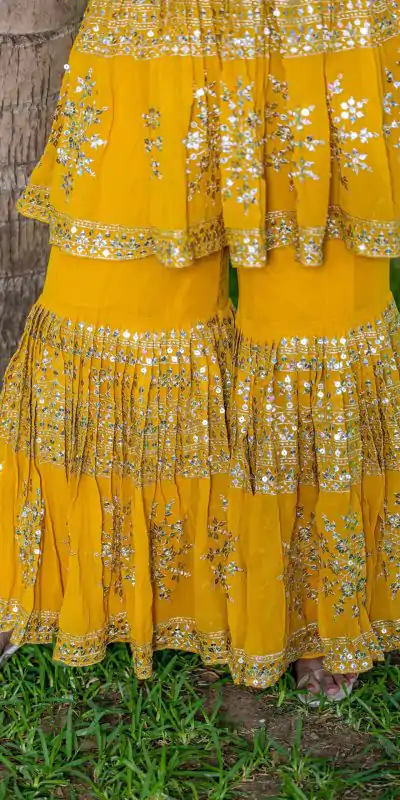 Ram 094 Yellow Color Georgette 7mm Sequence Work Salwar Suit Casual, Wedding, Festive, Events . Expected Delivery  4-6 Working Days @2349/- only      | Casual Suits, Jump Suits, Salwar suit, Creative suits, Designer Suits, Palazzo Suits, Party Wear Suits, Patiala Suits, Straight Suits