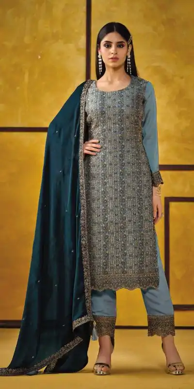 FC 5421 Blue Color Rangoli Coding Sequence Work Salwar Suit Casual, Wedding, Party, Festive, Events Etc.4-6 Working Days@ 2749/-only | Casual Suits, Jump Suits, Salwar suit, Creative suits, Designer Suits, Palazzo Suits, Party Wear Suits, Patiala Suits, Straight Suits