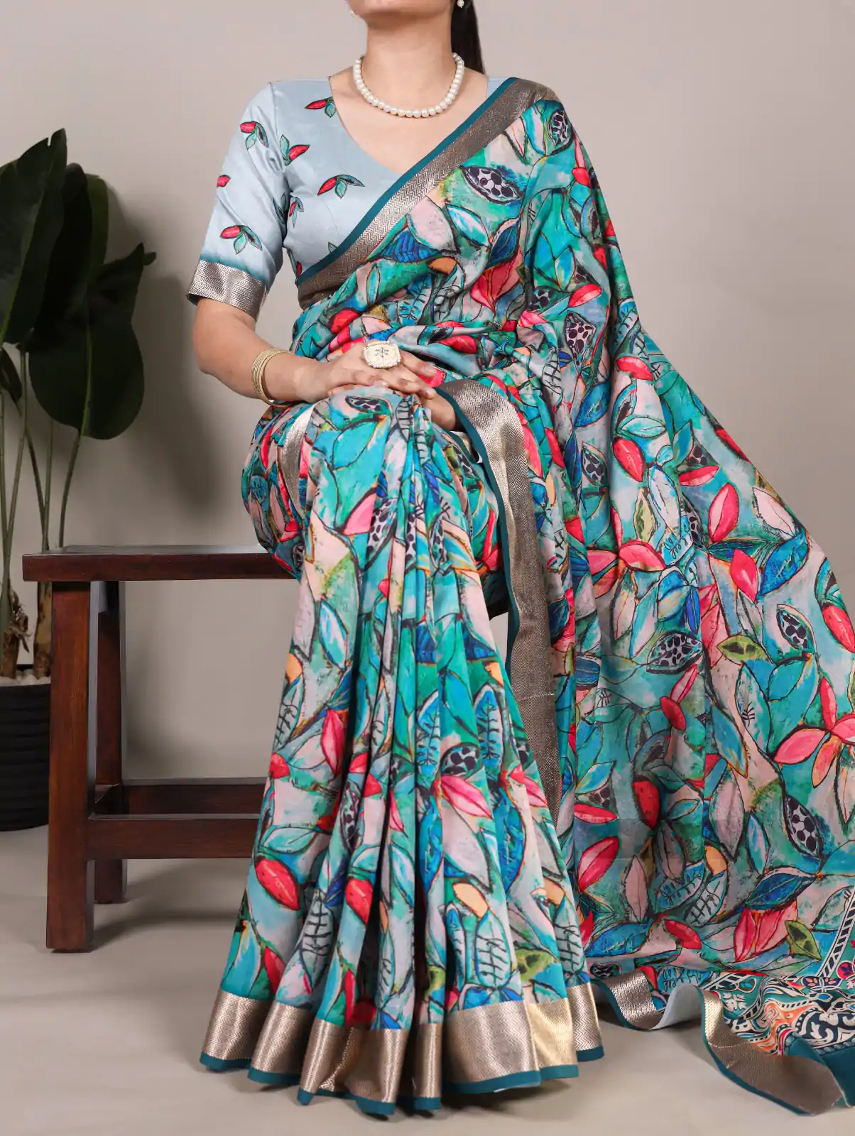 YNF 7019 Blue Color Tushar Silk With Viscose Border Printed Saree Casual, Wedding, Festive, Events . Expected Delivery  4-6 Working Days @1699/- only                                                                                                                                           | Designer Sarees, Embroidered Sarees, Sarees, Bollywood Sarees, Creative Sarees, Ethnic Saree, Modern Digital sarees, Party Wear Sarees
