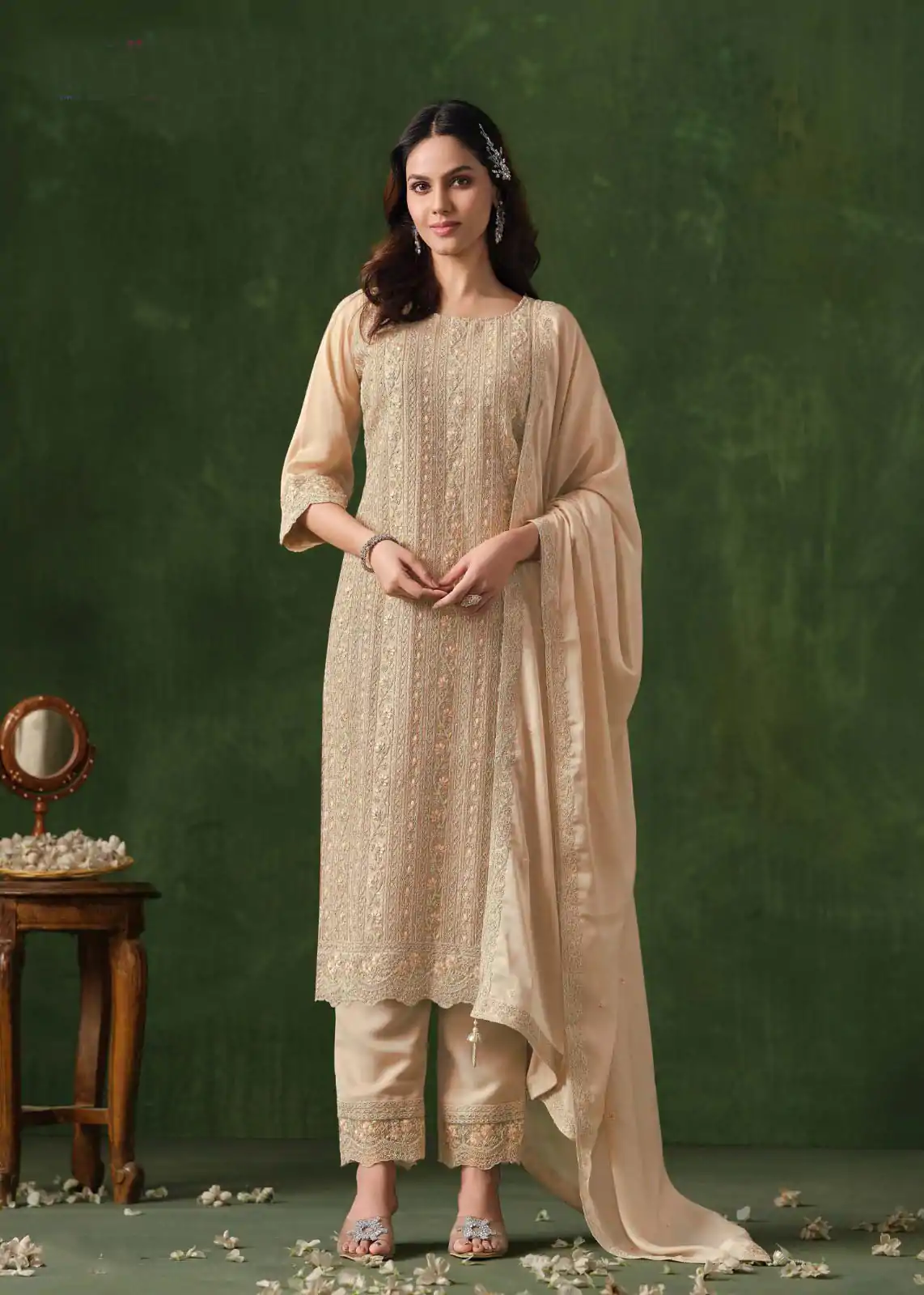 FC 6021 Cream Color Rangoli Coding Sequence Work Salwar Suit Casual, Wedding, Party, Festive, Events Etc.4-6 Working Days@ 2699/-only | Casual Suits, Jump Suits, Salwar suit, Creative suits, Designer Suits, Palazzo Suits, Party Wear Suits, Patiala Suits, Straight Suits
