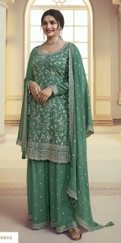 FC 66841 Green Color Chinon Embroidery Multi Work Salwar Suit Casual, Wedding, Party, Festive, Events Etc.4-6 Working Days@ 2299/-only | Casual Suits, Jump Suits, Salwar suit, Creative suits, Designer Suits, Palazzo Suits, Party Wear Suits, Patiala Suits, Straight Suits