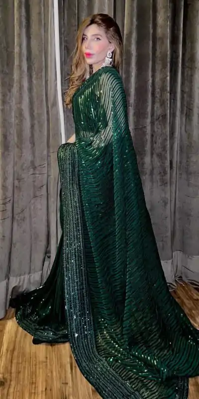 JR 620 Green Color Fox Georgette Embroidery Sequence Work Saree Casual, Wedding, Festive, Events . Expected Delivery  4-6 Working Days @1799/- only                                                                                                                                             | Designer Sarees, Embroidered Sarees, Sarees, Bollywood Sarees, Creative Sarees, Ethnic Saree, Modern Digital sarees, Party Wear Sarees